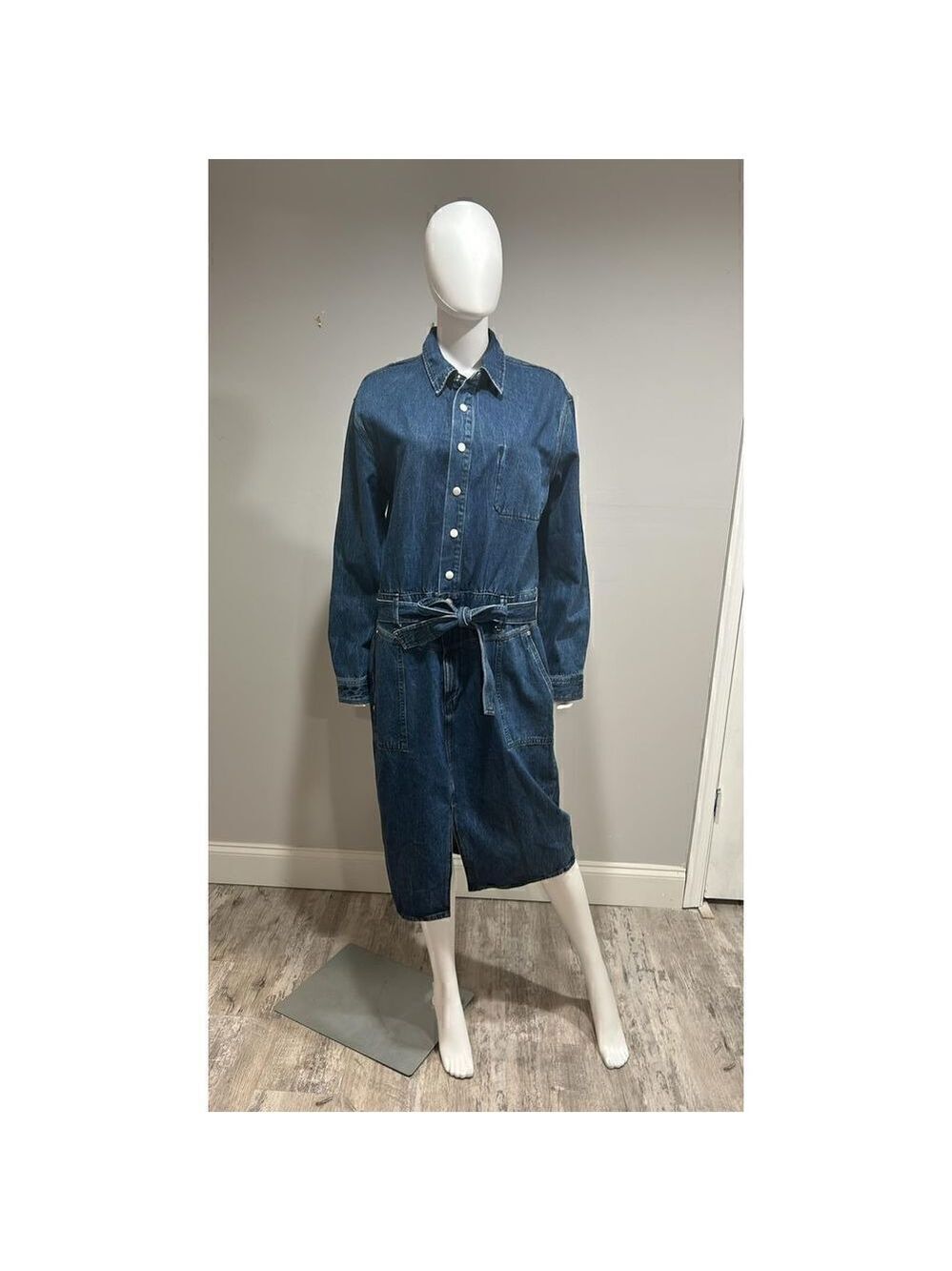 Rag & Bone Mia Belted Denim Dress Size XL - Picture 3 of 7